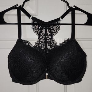 Auden Black Push Up Bra with Front Clasp and Lace Racerback 36D
